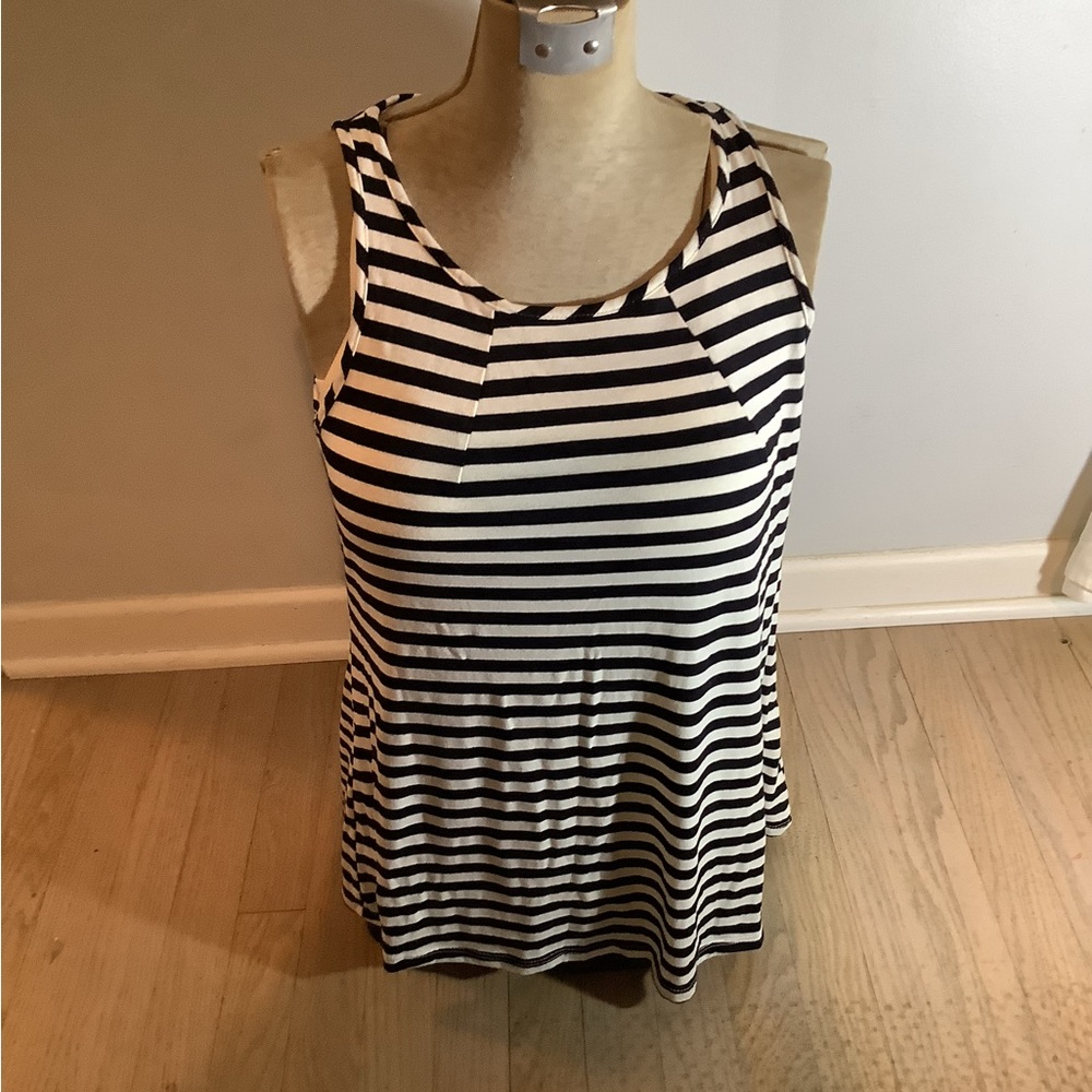 Striped Black and White Women's Tank Top